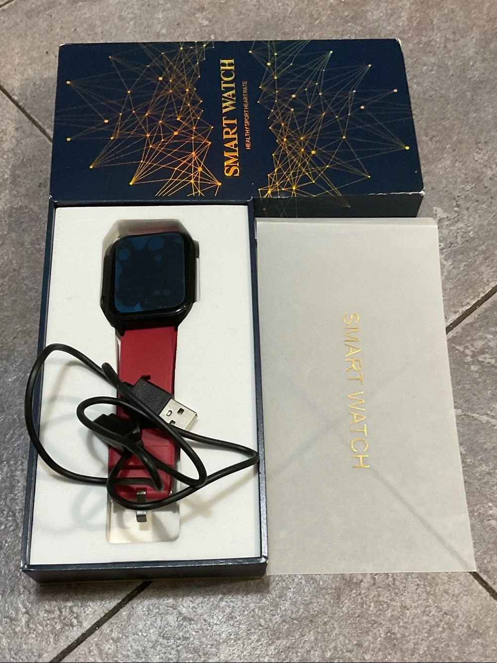 Smart Watch with Red Band - Stylish Fitness Tracker